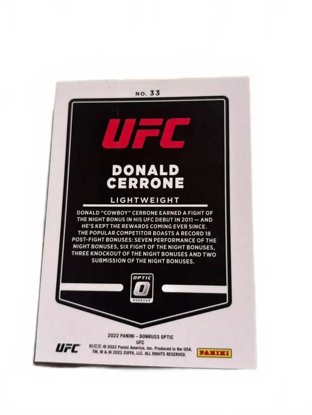 2022 Panini Donruss Optic UFC Donald Cerrone Lightweight #33